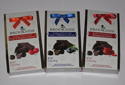 Brookside Dark Chocolate Variety 3-pack Goji & Raspberry, Acai & Blueberry and Pomegranate Flavors 5.5 Oz Each