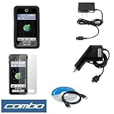 Black Rubber Silicone Skin Cover Case + Clear Reusable LCD Screen Protector + Rapid Car Charger + Home Travel Charger + USB Data Cable for T-Mobile Samsung Behold T919 Cell Phone