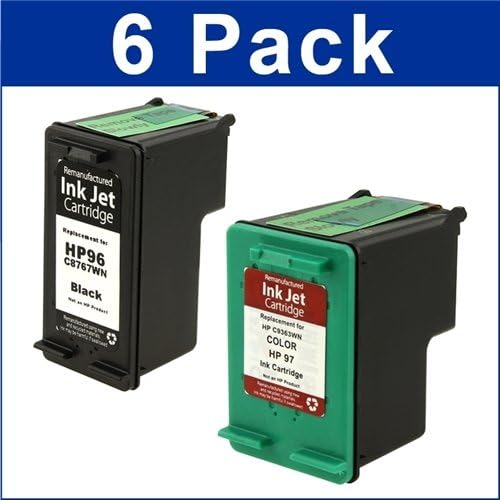 6-pack (3B+3C) HP 96 97 C8767WN C9363WN Remanufactured Ink Cartridges for HP DeskJet 5740 6540 6540dt 6840 6840dt OfficeJet 7310 7310xi 7410 Photosmart 2605 2608 2610 2610v 2610xi 2613 2710 2710xi 8050 8150 8150v 8150xi 8450 8450xi 8750 8750gp 8750xi 8753 8758 B8350