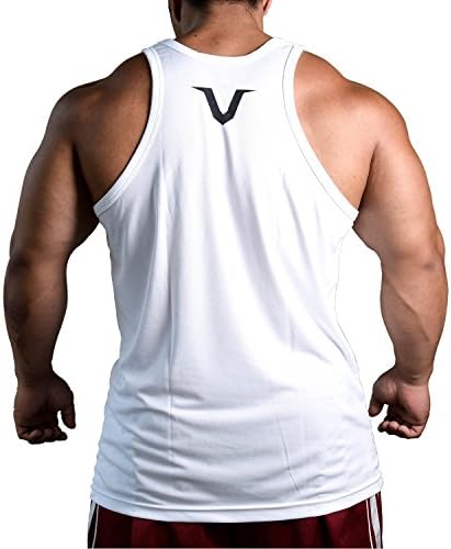 Mens Dry-Fit Microfiber Polyester Gym Tank By RVLE (Large, White)