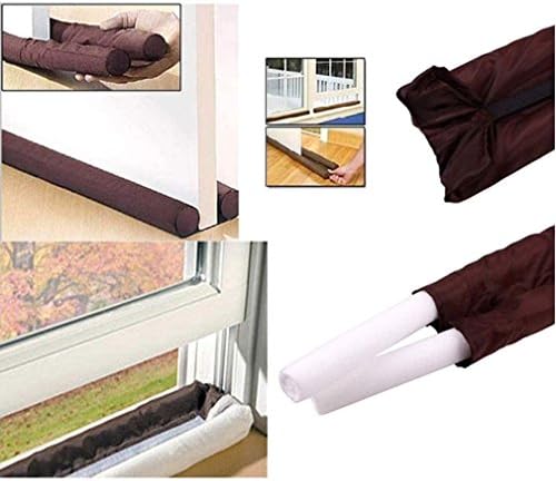 New Twin Door Draft Dodger Guard Stopper For Doors Windows Protector Doorstop
