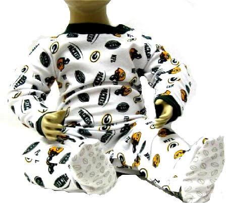 Green Bay Packers All Over Logos Pajamas Onesie Footed Sleeper Infant Size 24 Months