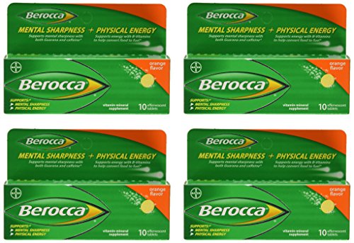 Berocca Orange Effervescent Tablets 10-Count (Pack of 4)