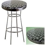 New Chrome Finish Metal Round Bar Table with Glass Table Top & Oakland Raiders NFL Football Theme