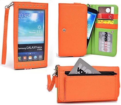 Smartphone Wallet fits Samsung Galaxy Player 5.8 (YP-GP1) | Orange &amp; Lime Crime