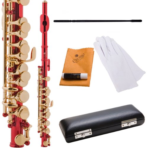 Cecilio PO-200RL 2Series Key of C Red Lacquered Piccolo with Hard Shell Case & Accessories