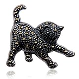 Sterling Silver Marcasite Cat Pin
