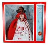 Barbie Collector Holiday Series Exclusive 12 Inch Doll Gift Set - Holiday Barbie 2010 in White Gown with Red and Gold-Studded Bodice Plus Extra Long Red Wrap, Chandelier Earrings and Magnificent Head Piece (African American Version - V8650) Plus Bonus Necklace with Red Color Pendant For You