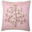 Decorative Handmade Asian Cushion Cover / Pillow Sham With Embroidered Bodhi Tree Design-Light Brown