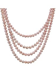 HinsonGayle AAA Handpicked Ultra-Luster Naturally Pink Cultured Pearl Rope Necklace (Glamour Collection, 82")