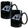 Carolina Panthers 2pc 15oz Black Ceramic Mug Set - Primary Logo NFL Football