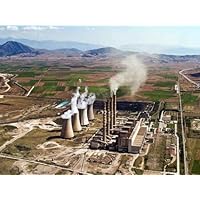 Fossil Fuel Power Plant in Operation, Aerial View - 18'W x 14'H - Peel and Stick Wall Decal by Wallmonkeys