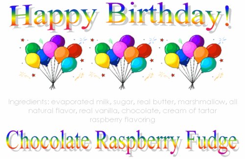 Birthday Balloons Chocolate Raspberry Fudge Box by Exquisite Fine Candy & Gifts