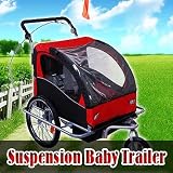 RED/BLACK 2-IN-1 BABY BIKE TRAILER JOGGER