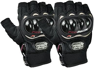 Black Carbon Fiber Pro Motorcycle Bike Bicycle Cycling Riding Racing Half Finger Sport Gloves Size M L XL XXL (XXL)