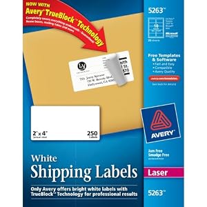 Avery� White Shipping Labels for Laser Printers with TrueBlock(TM) Technology, 2 inches x... by Avery