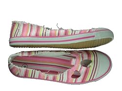 TTT Pink Stripe Shoes with Rough Fringe