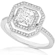 One of a Kind 1-1/5ctw Princess & Round Diamond Ring in 14kt White Gold