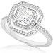 One of a Kind 1-1/5ctw Princess & Round Diamond Ring in 14Kt White Gold