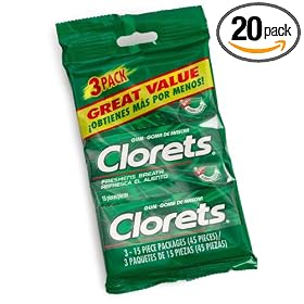Clorets Peppermint Gum, 15-Piece, 3-Count Multi-Packs (Pack of 20) by Clorets
