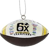 Pittsburgh Steelers 6X Super Bowl Champions Football Shaped Ornament