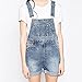 Summerwhisper Women's Washed Fray Denim Bib Overall Shorts Blue