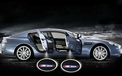 2 X Black 5th Gen car door Shadow laser projector logo light for AUDI S-LINE S LINE Q3 Q5 Q7 S4 A1 A3 A4 A5 A6 A7 A8 TT RS4 RS6 RS8 R8 S4 S6 S8 Allroad Quattro