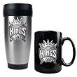 Sacramento Kings Stainless Steel Travel Tumbler & Black Ceramic Mug Set - Primary Logo NBA Basketball