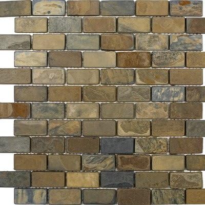 2" x 1" Slate Tumbled Mosaic in California Rustic