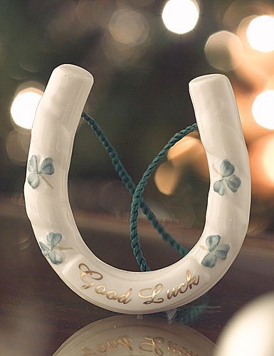 Belleek Good Luck Horseshoe Ornament