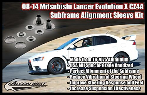 Made in USA Subframe alignment sleeve kit with Mil Spec Anodization Coating For 08-14 Mitsubishi Lancer Evolution X 10 CZ4A