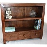 Dakota Console Bookcase with Drawers Dark Shade