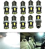 Cutequeen 10PCS White BA9 BA9s 5730 6-SMD 300 Lumens with 3x magnify projector lens LED Car Lights Bulb BA9S, 53, 57, 182, 257, 1895, 6253, 64111, 64113(pack of 10)