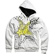 Fox Racing Rockstar Showcase Sasquatch Men's Front Fleece Hoody Zip Sports Wear Sweatshirt w/ Free B&F Heart Sticker Bundle - White