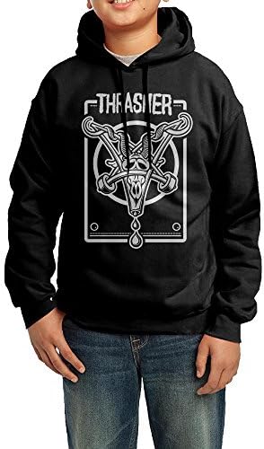 Hasbo Kids/Youth Thrasher Magazine Logo Hoodies Hooded Sweatshirt Tops Black,L