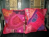 Review mogulinterior.com  / 2 Pink Gujrati Embroidered Sari Toss Pillow Cushion Covers