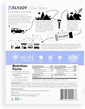 FLYJOY Ancient Grain Energy Bars | Quinoa + Oats + Flax + Chia (12 Bars) (Blueberry Almond)