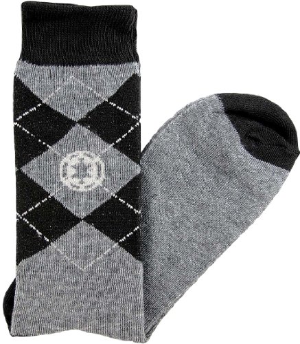 Star Wars Imperial Logo Argyle Top Half Men's Crew Socks Shoe Size 6-12 Grey