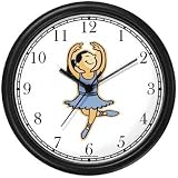 Blue Ballerina Ballet Dancer No.2 - Wall Clock by WatchBuddy Timepieces (White Frame)