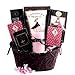 Pink & Black Gourmet Coffee & Cookies Gift Basket with Strawberry Scented Candle for Women - Great Christmas Holiday Gift Idea for Her