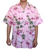 Top Quality Flamingo Island Hawaiian Aloha Shirt , 3XL, PINK