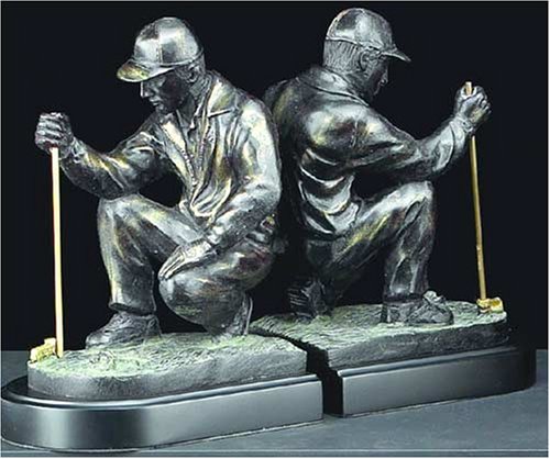 Beautiful Golf Classics Measuring Golfer Bookends in Patina Brass