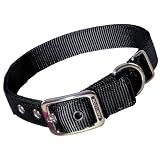Hamilton Thick Nylon Deluxe Dog Collar, 1-Inch by 24-Inch Double, Black