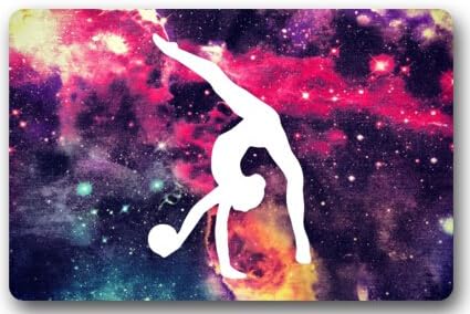 Gymnastic Galaxy Floor Mat Door Mat Neoprene Rubber Non Slip Machine Washable Outdoor Indoor Bathroom Kitchen Decor Rug Mat Welcome Doormat (23.6"x15.7",L x W)