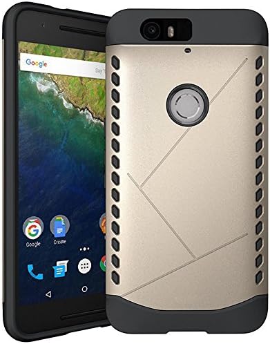 Nexus 6P Case, Geekee Hybrid Dual Layer Armor Cover Case with Corner Cushioned Protective Case Bumper Cover for Huawei Nexus 6P 5.7" (2015) (Gold)