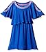 My Michelle Girls' Big Cold Shoulder Pop Over Dress with Embroidered Neckline Trim