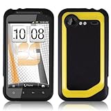 Hybrid AquaFlex TPU Cover for HTC DROID Incredible 2 ADR6350, Black & Yello ....