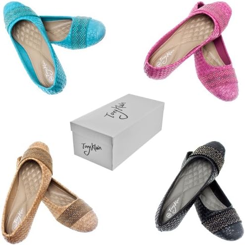 Women's Ballerina Flat Padded Shoes - Wickerwork Design