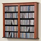 CD / DVD/ VHS 2 Row Wall Storage Rack in Cherry/Black