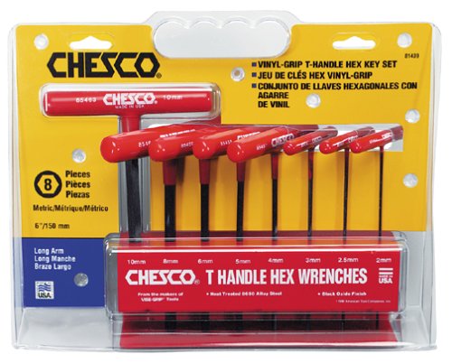 Chesco 81439 6-Inch 8-Piece Metric Vinyl-Grip T-Handle Set with Metal Stand